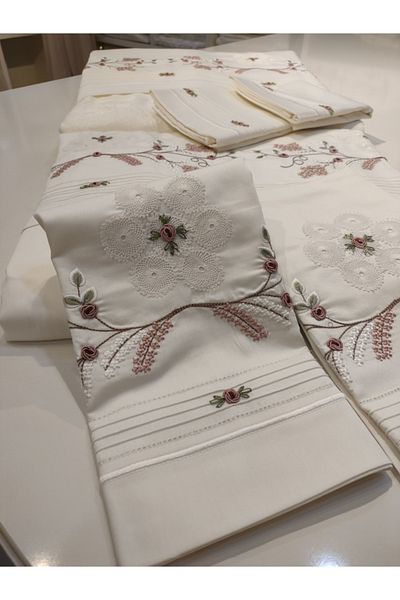 incisecrethome Our Handmade Needle Embroidered, Rococo and Embroidered Pique and Duvet Cover Set is Composed of 7 Pieces