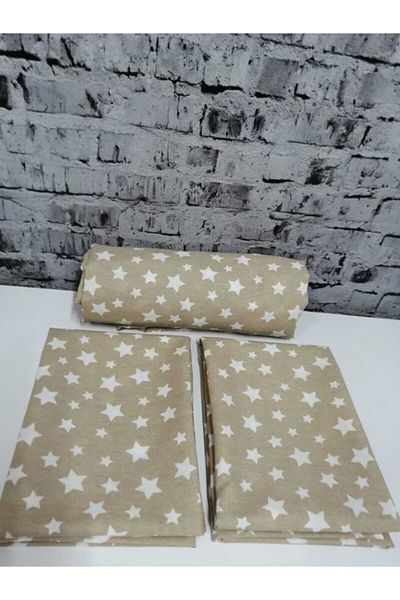 Mert Collection Çarşı King Size Ranforce Star Patterned Sheet Set Milk Brown
