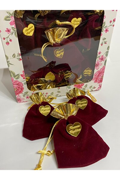 APAYDIN ÇEYİZ Kadife Kese Dağıtmalık Kına 50 Adet Bordo