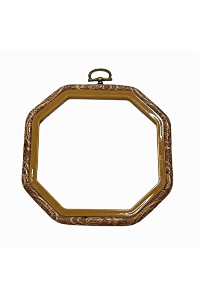 EleganTShoP Askılı Çokgen Ahşap Desenli Plastik Kasnak 1koaa02