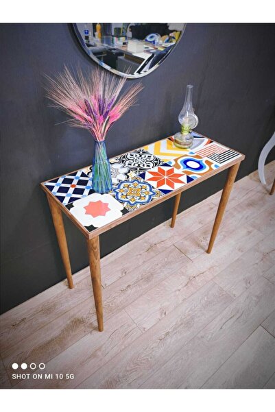 Resmo Burano Dresuar Ceviz 101x41cm Doğal Masif Ayaklı Raf Salon Mutfak Antre Hol Koridor