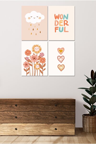 Cadran 4 Parçalı Çerçeve Görünümlü Mdf Tablo Seti Dnu027