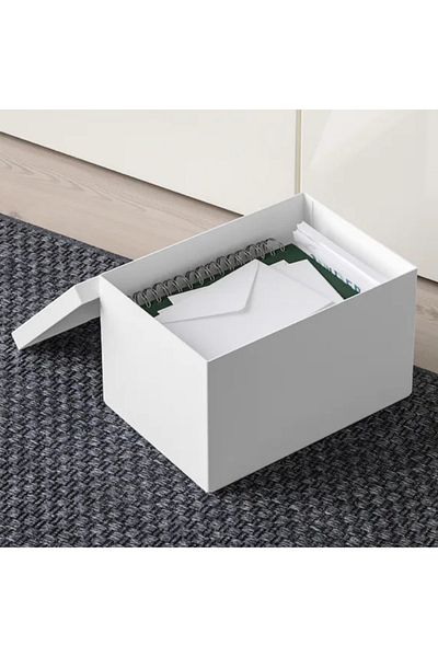 IKEA Storage box with lid, white, 18x25x15 cm
