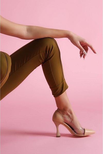 DİVOLYA Violet Nude Toe Transparent Detailed Daily Use Stiletto