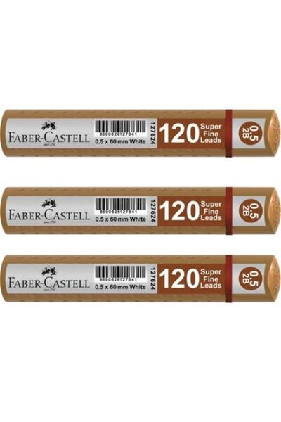 Faber Castell فابر جريب مين 0.5 2 بي 60 ملم، 120 قطعة ذهبي 3 قطع