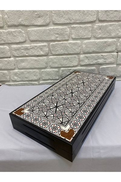 megame Luxury Backgammon Set with Wooden Thick Case, Patterned Backgammon Set, Modern Backgammon, Elegamce Backgammon