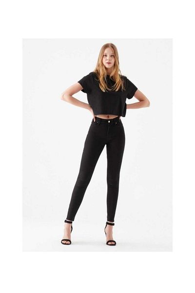 AVERİS Women's Black Skinny Jean High Waist Non-Fading Pants
