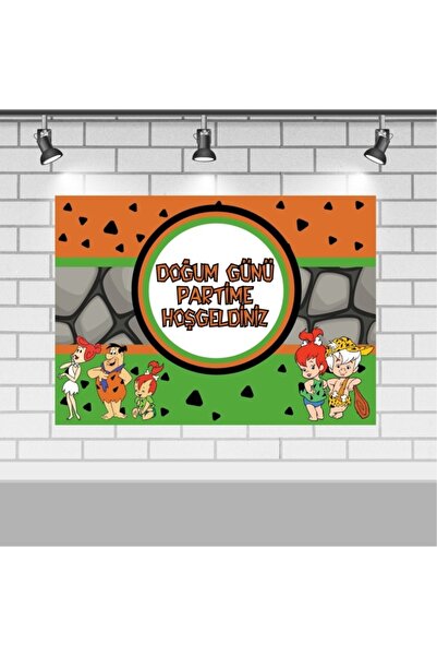 Parti Furyası Taş Devri Çakıl Doğum Günü 50x70 Cm Taş Devri Doğum Günü Konsep...