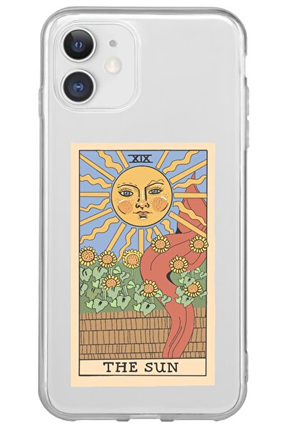 WANNA PROTECT Iphone 11 Tarot Sun Desenli Desenli Şeffaf Silikon Telefon Kılıfı