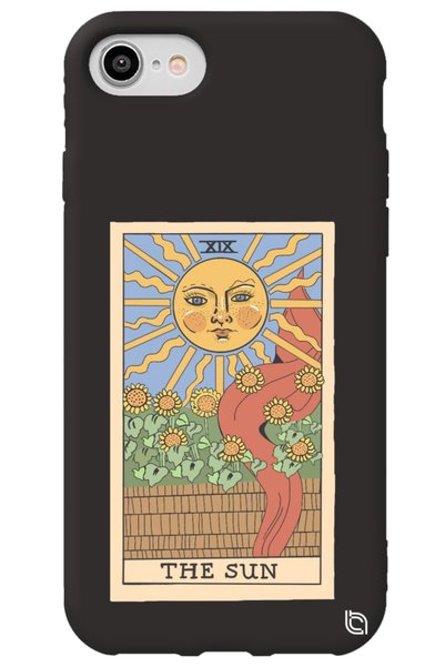 WANNA PROTECT iPhone 8 Black Premium Velvet Inside Tarot Sun Patterned Silico...