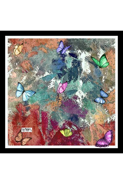 Fular Marketi 60*60 Cm Reyon Ipek Kayıp Kelebek Bandana