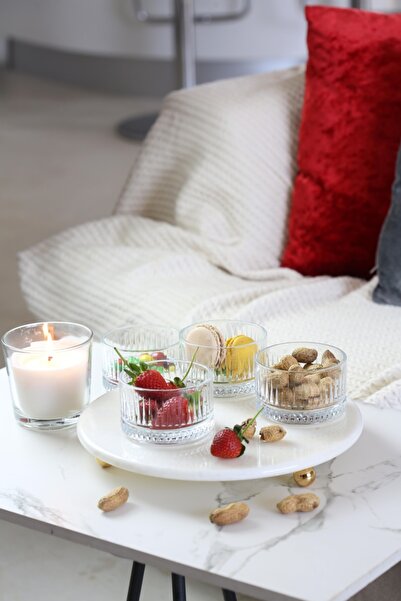 Akayev Elysia 4-Piece Jam Holder with Marble 25 cm Gold Bead Legs