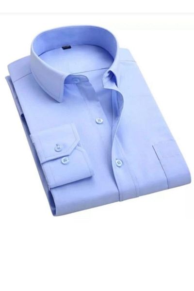 NOBLE STORE Cămașă clasică albastră cu mânecă lungă pentru bărbați