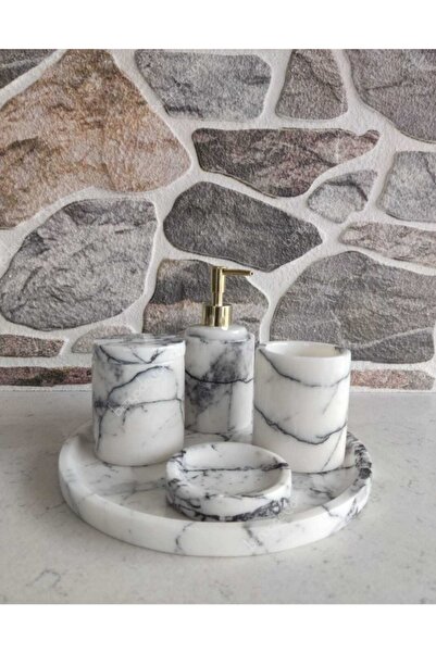 banyodecor Leylak 5'li Mermer Banyo Seti