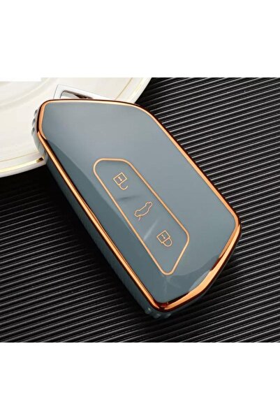 AYZ GARAGE حافظة مفاتيح مصنوعة من مادة TPU باللون الرمادي من فولكس فاجن سيات ...