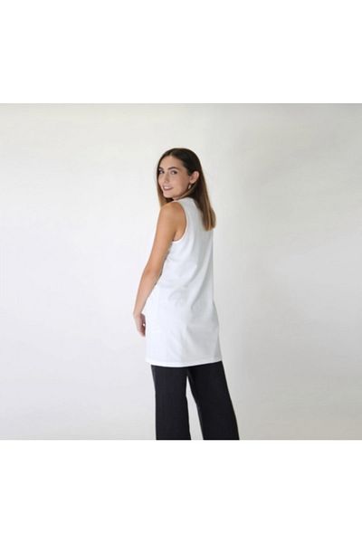 modasindoma Women's White Zero Sleeve Underwear Tunic
