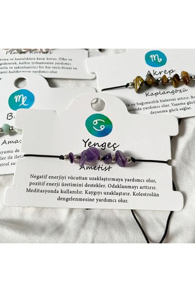 Planet Butik Broken Natural Stone Zodiac Bracelet / Anklet Crab Zodiac Amethyst Stone