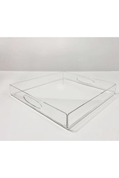 SOLİDCLASS Nisba Ticaret Ürünü Şeffaf Pleksi Sunum Tepsisi 25x25 Cm Nisba Tic...