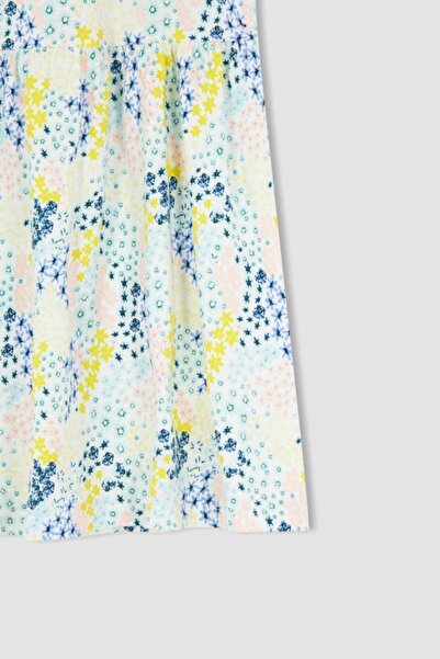 DeFacto Dívčí letní šaty pravidelného střihu s krátkým rukávem a bavlněným česaným vzorem