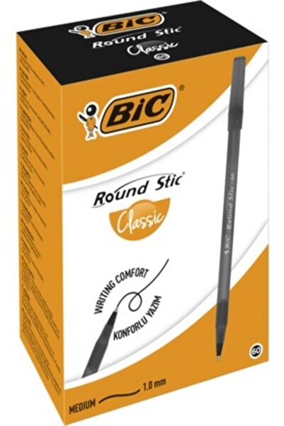 Bic Ballpoint Pen Round Stick 1.0 Mm Black 60 Pieces