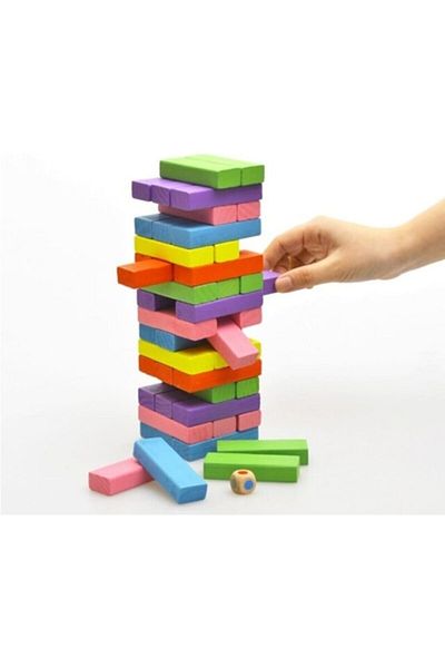 Dede Oyuncak Wooden Jenga 54 Piece Balance And Skill Game Colorful Jenga Wooden Colorful Balance Blocks