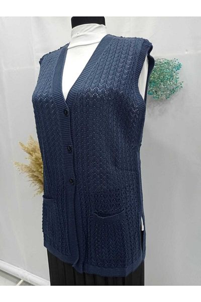 Sel Tekstil Women's Mercerized Chain Motif Mother Vest