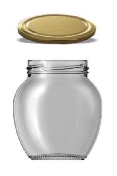 Paşabahçe 370 cc Glass Egg Jar with Gold Lid 24 Pieces