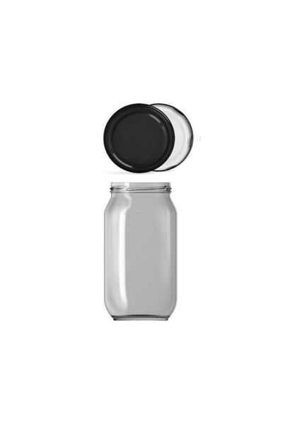 Paşabahçe 6-Piece Glass Jar 1000 Cc With Black Lid