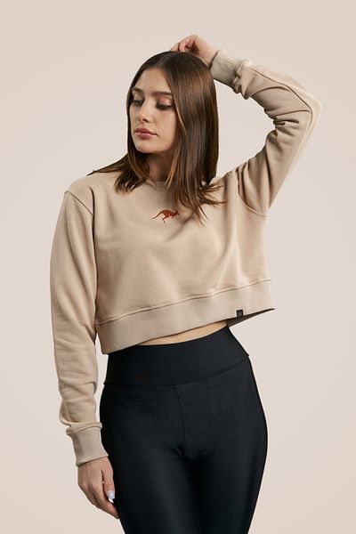 MBEY1989 Mbey Minimal Cangur Brodat Cremă Crop