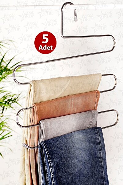 Ensa Shop 5 Katlı Pantolon Eşarp Fular Atkı Kaşkol Askısı Metal Askı Dolap Içi Askılık Düzenleyici Organizer