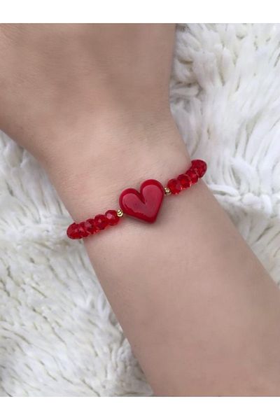 PEONY - peonyofficiall Murano Bracelet with Heart Glass Murano and Crystal Bead Detail