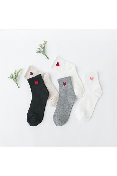 Meguca Socks Дамски комплект колежански чорапи с шарка на сърце и 5 чифта