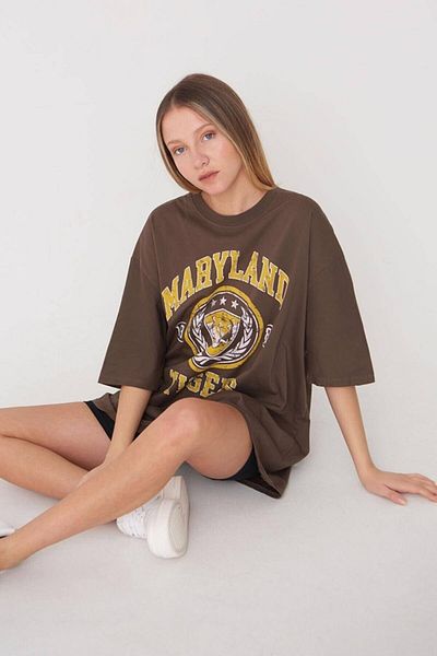 Machetta Μπλουζάκι με στάμπα Oversize καφέ