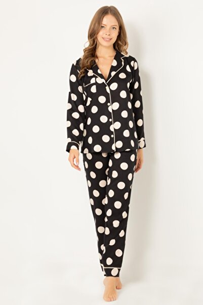 Doremi Polka Dot Natural Viscose Soft Buttoned Pajama Set