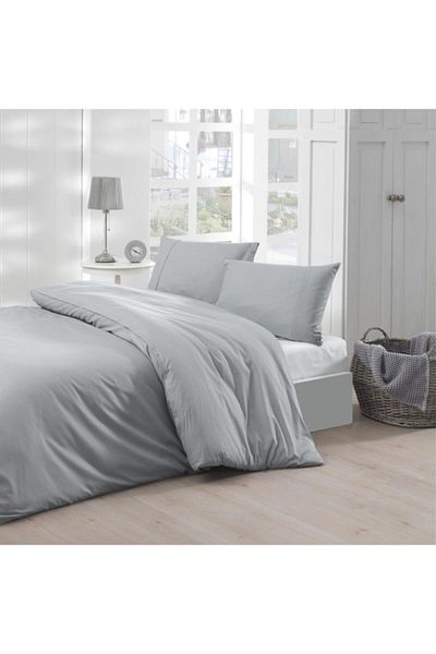 Menderes Home Σετ Παπλωματοθήκη Ranforce Oversize - Cotton Collection, Simple Grey