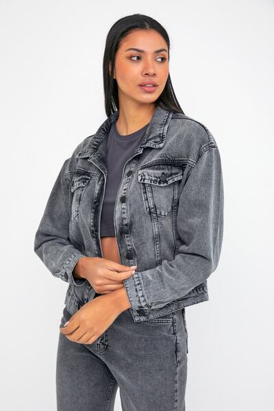 cracpot Denim Coat - Gray Random Wash