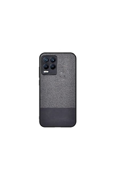 Microcase Realme 8 Fabrik Serisi Kumaş Ve Deri Desen Kılıf - Gri