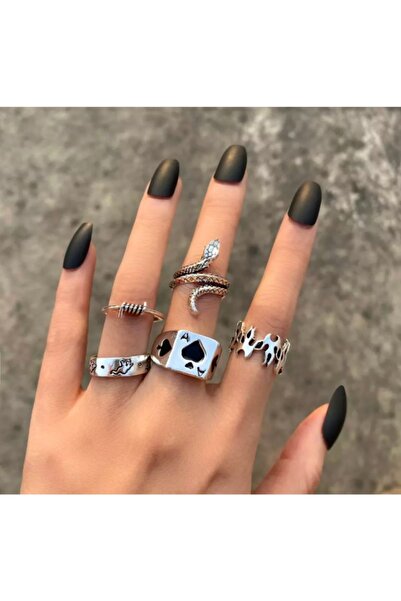 Girift Vintage مجموعة خواتم ميستيك مكونة من 5 قطع على الطراز القوطي