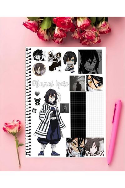 animeandyourworld Obanai Iguro Anime Patterned Notebook - 1 Piece, A4 Size (21*29 cm), Ring No Line Large Size