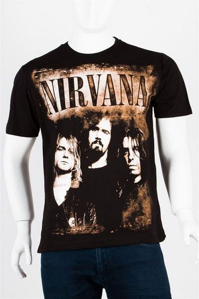 Dünyadan Hediyeler Nirvana Music Band Unisex Βαμβακερό μπλουζάκι με κανονική εφαρμογή Small