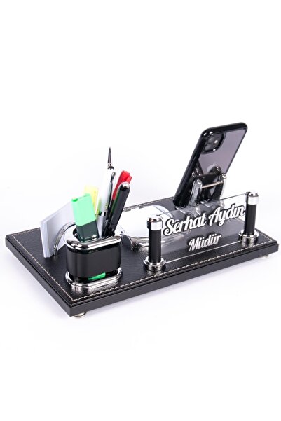 Ofistike Asur Masa Isimliği Kabartma Yazılı Şık Ofis Masaüstü Isimlik Siyah D...