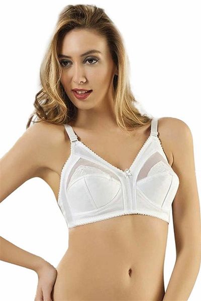 Sistina White Butterfly Patterned Gathering Women's Bra 502