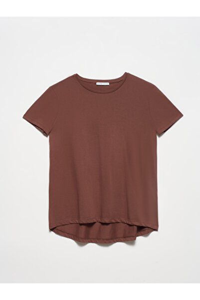 Dilvin 3471 Μοντέλο Crew Neck Καφέ Basic T-Shirt