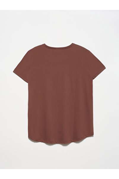 Dilvin 3471 Μοντέλο Crew Neck Καφέ Basic T-Shirt