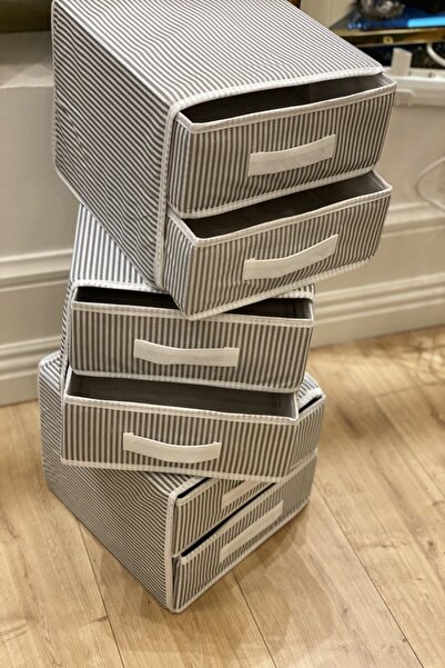 yabahome Alas 2 Adet Iki Çekmeceli Gri Bez Organizer Düzenleyici 31x22x30cm