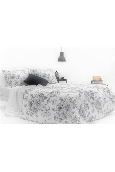 makiteks 100% Βαμβάκι 200x220 Διπλό Παπλωματοθήκη και 2 Μαξιλαροθήκες 50x70, Soloi Grey