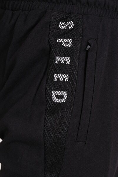 Mascarano Black Men's Sweatpants with Mesh Sides