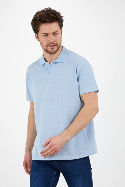 efraim giyim Чоловіча світло-блакитна футболка прямого крою без кишень з поло...