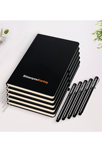 Bk Gift 50 Adet Logolu Siyah Defter Ve Kalem Seti