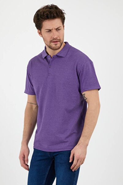 efraim giyim Tricou solid pentru bărbați, mov, cu croiala normală, fără buzunare